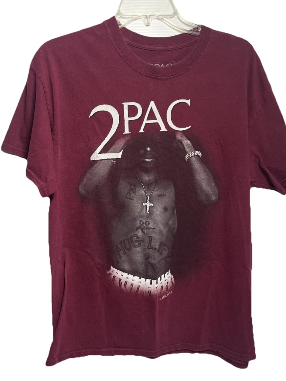 2Pac T-Shirt Maroon Size Large Mens
